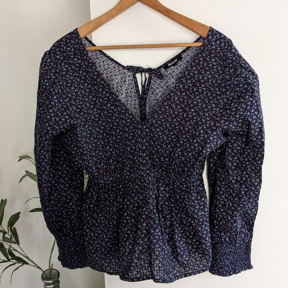 Sold! NWT Madewell Tie-Back Peplum Puff Sleeve Top - Picture 13 of 15
